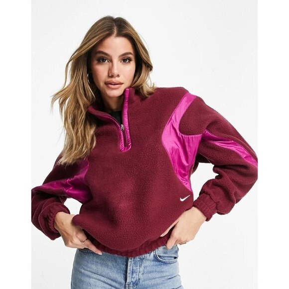 Nike Archive Remix Sweatshirt Fleece Sweatshirt Dark Beetroot & Cactus Flower XL - Picture 1 of 5